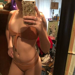 NUDE RIBBED BIKINI SET
